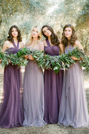 Mismatched Chiffon Convertible Long Bridesmaid Dresses