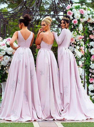 Mismatched Styles Mermaid Overskirt Pink Bridesmaid Dresses