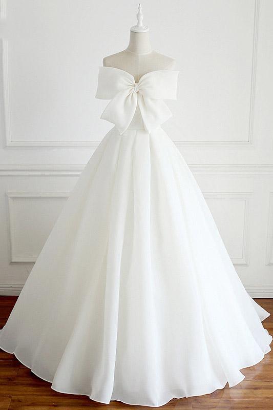 ball gown sleeveless wedding dress with cute bowknot dtw84