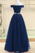 Modest Off-Shoulder A-Line Tulle Prom Formal Dress With Beading
