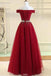 Modest Off-Shoulder A-Line Tulle Prom Formal Dress With Beading