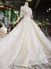 modest princess ball gown sleeveless wedding dress with half sleeves dtw69