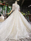 Modest Princess Ball Gown Sleeveless Wedding Dress With Half Sleeves