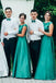 Modest Scoop Long A-Line Satin Green Bridesmaid Dresses