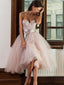 Strapless Short Prom Dress A-line Sleeveless Pearl Pink Party Dress