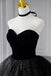 Off Shoulder Black Neck Tulle Sequin Prom Formal Evening Dresses