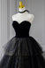 Off Shoulder Black Neck Tulle Sequin Prom Formal Evening Dresses