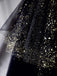 Off Shoulder Black Neck Tulle Sequin Prom Formal Evening Dresses