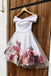 white off shoulder short prom homecoming dress with 3d florals dth294