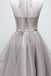 Sparkly Halter Sequins Bodice High-Low Prom Dress Tulle Homecoming Dress