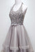 Sparkly Halter Sequins Bodice High-Low Prom Dress Tulle Homecoming Dress