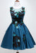 dark teal party dress round neckline satin appliques homecoming dress dth287
