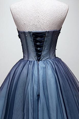 Sweetheart Beading Blue Homecoming Dress, Tulle Short Graduation Dress