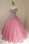 Sparkly Off-shoulder Ball Gown Prom Dresses Beaded Evening Dress