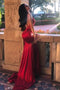 Spaghetti Straps Backless Prom Dress Mermaid Burgundy Long Evening Gown