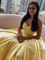 Simple Sweetheart Yellow Prom Dresses Long Cheap Formal Dress