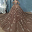 Vintage Sheer Neck Ball Gown Prom Dress, Long Sleeves Evening Dress