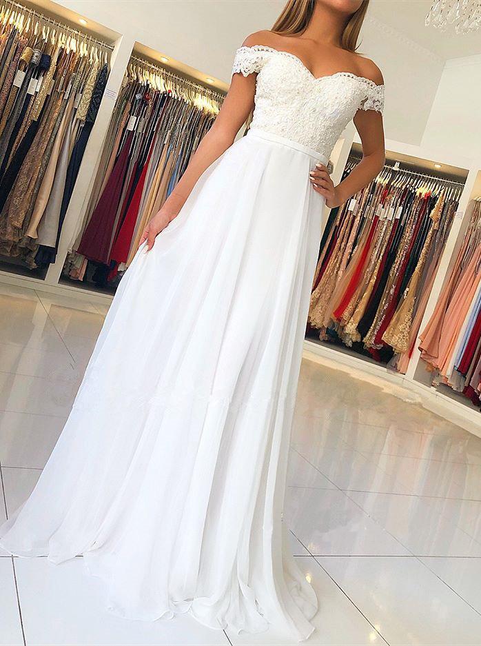 off-the-shoulder chiffon long prom dress with beading appliqued dtp679