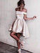 A-Line Off-the-Shoulder Satin Asymmetry Hi-Lo Prom Dress with Pleats