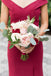 Off-the-Shoulder Sheath Burgundy Simple Bridesmaid Dresses With Split