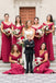 Off-the-Shoulder Sheath Burgundy Simple Bridesmaid Dresses With Split