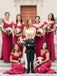 off-the-shoulder sheath burgundy simple bridesmaid dresses with split dtb42