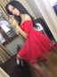 Elegant Off-the-Shoulder Short Tulle Red Homecoming Party Dress