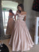 a-line off-the-shoulder waist beaded satin long prom dresses dtp253