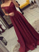 a-line formal evening gown simple satin burgundy long prom dress dtp325