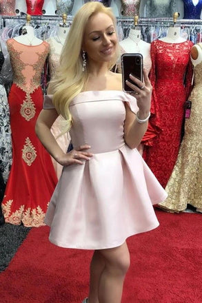 Off the Shoulder Simple Short Navy Blue Homecoming Dresses