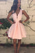 Simple V Neck Pink Short Prom Dress, Pink V Neck Homecoming Dress,
