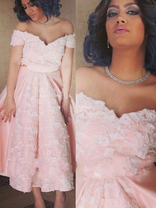 off-the-shoulder pink short prom dress a-line homecoming dress dtp272