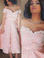 Off-The-Shoulder Pink Short Prom Dress, A-line Homecoming Dress
