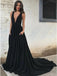 sexy a-line plunging neckline backless black prom dress with pockets dtp214