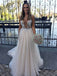 plunging neckline tulle wedding dress a-line v-neck with appliques dtw106