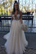 Plunging Neckline A-Line Tulle Wedding Dress with Appliques