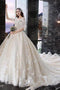 Princess Half Puff Sleeves Ball Gown Vintage Wedding Dress With Appliques