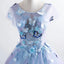 Princess Blue Quinceanera Dress 3D Butterfly Floral Applique Prom Ball Gown