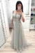 Princess Long Prom Dress With Half Sleeves V-neck Beaded Party Gown