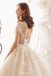 Princess Cap Sleeve Layered Vintage Wedding Dress Beading Bridal Gown