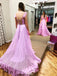 princess flowy lilac backless long prom dress with ruffles dtp575