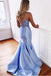 Princess Mermaid Baby Blue Long Prom Dress Two Piece Graduation Dress