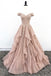 princess off shoulder tulle appliques long formal prom dress dtp631