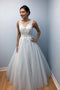 Princess Illusion Tulle Wedding Dress with Lace Appliques