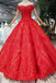 Off-Shoulder Red Ball Gown Appliques Beads Quinceanera Dress