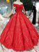 off-shoulder red ball gown appliques beads quinceanera dress dtp73