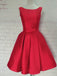 red bateau a-line open back bowknot homecoming dress dtp246
