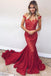 Red Lace Mermaid Prom Dress Off The Shoulder Formal Evening Gown