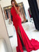 red open back evening dresses mermaid split long prom dresses dtp379
