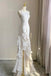 Ivory Sheath Chiffon Wedding Dress With Ruffles, Long Prom Party Dress